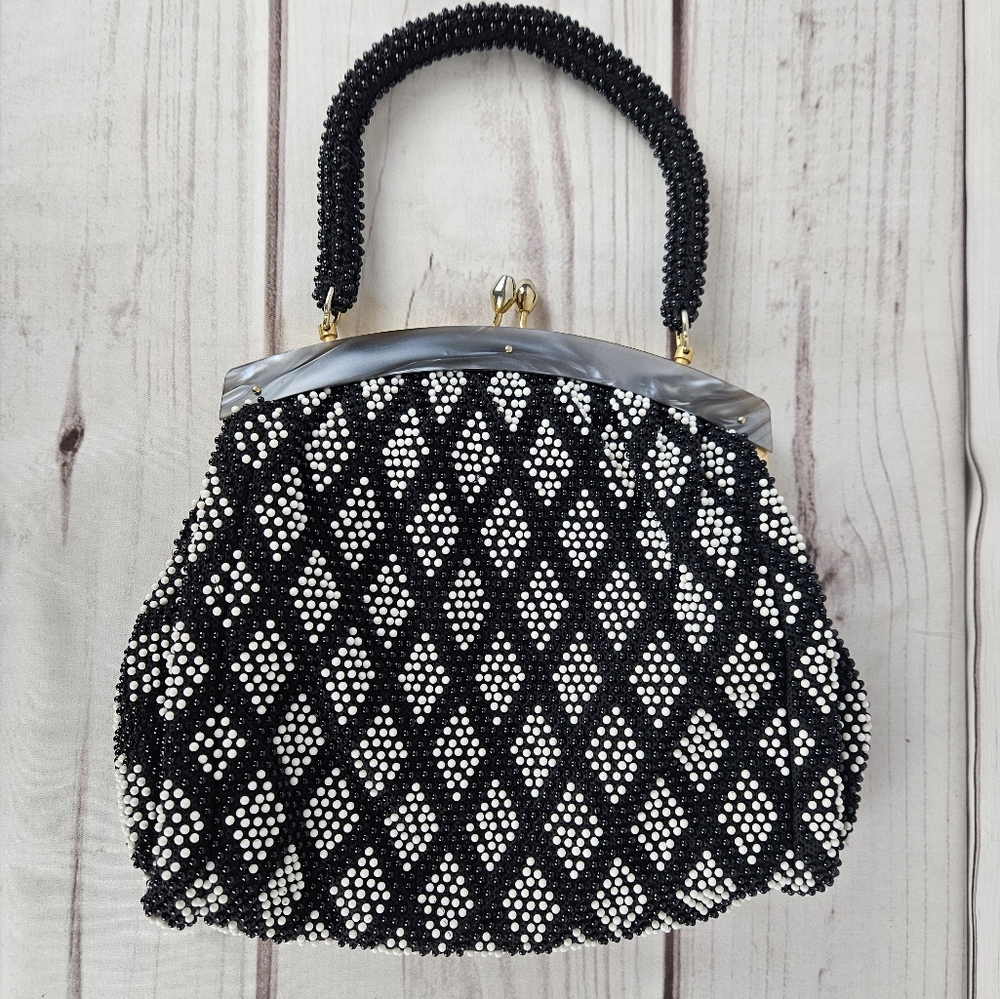 Vintage Conmar Handmade Beaded Clutch Handbag Purse